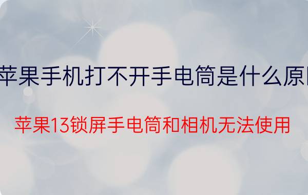 苹果手机打不开手电筒是什么原因 苹果13锁屏手电筒和相机无法使用？